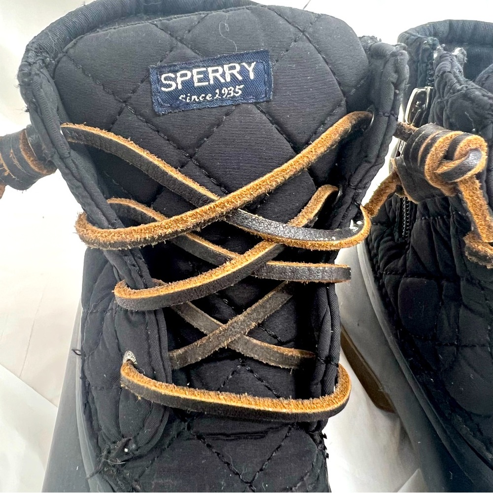 Sperry Black Saltwater Rubber Duck Boots Girl's Big Kids Size 3 Waterproof - Picture 7 of 13